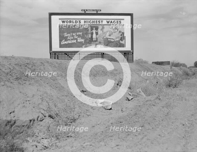 Billboard on U.S. Highway 99 in California, 1937. Creator: Dorothea Lange.
