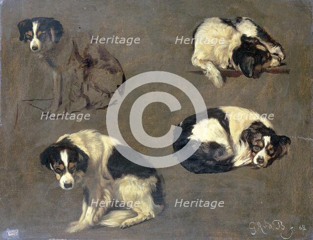 Four Studies of a Dog, 1868. Creator: Guillaume Anne van der Brugghen.
