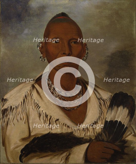 Múk-a-tah-mish-o-káh-kaik, Black Hawk, Prominent Sac Chief, 1832. Creator: George Catlin.