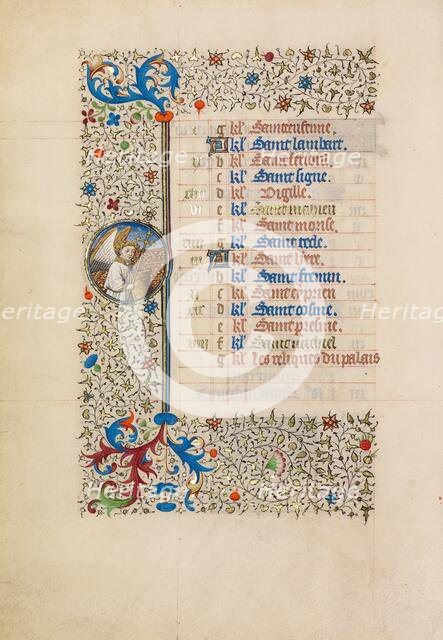 September Calendar Page: Saint Michael; Book of Hours, about 1440-1450. Creator: Workshop of the Bedford Master.