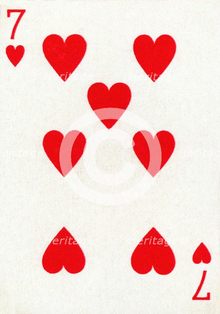 7 of Hearts from a deck of Goodall & Son Ltd. playing cards, c1940. Artist: Unknown.