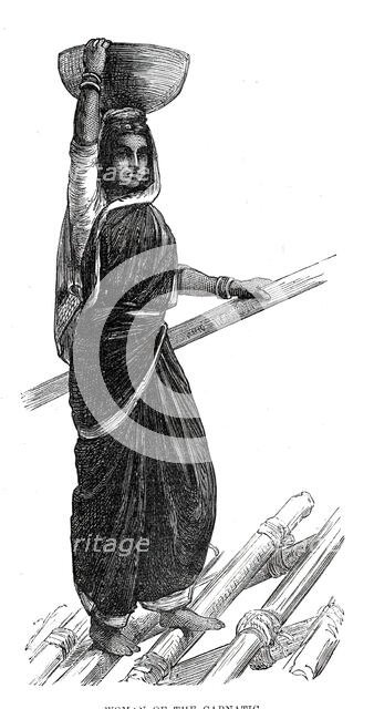 Costumes of Western India, woman of the Carnatic, 1876. Creator: Unknown.