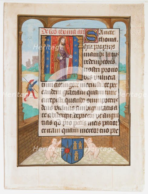 Manuscript Leaf with Saint Thomas, from a Book of Hours, ca. 1500. Creator: Unknown.