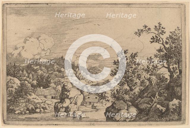 Large Rock Projecting from a River, probably c. 1645/1656. Creator: Allart van Everdingen.