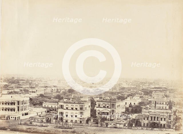 [View of the City from the Ochterlony Monument, Calcutta], 1850s. Creator: Captain R. B. Hill.