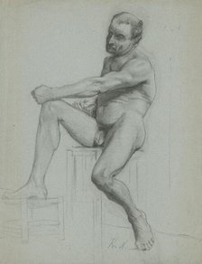 Seated man nude, 1905-1910. Creator: Ferdinand Katona.