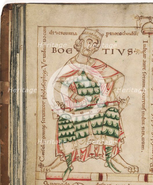 Anicius Manlius Severinus Boethius (From: De institutione musica by Boethius), 12th century. Artist: Anonymous  