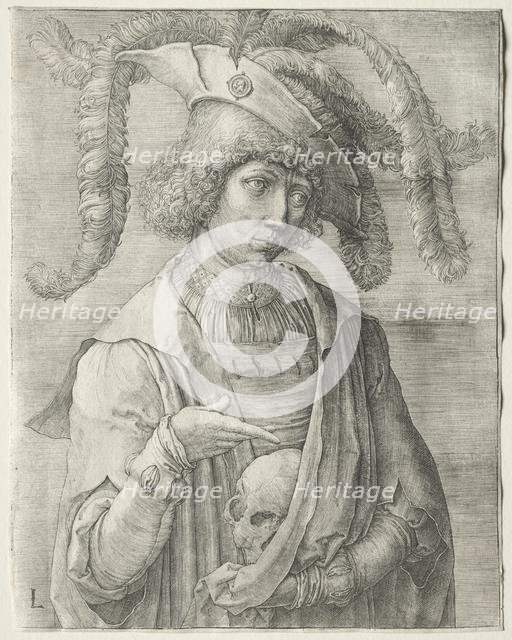 Portrait of a Young Man with a Skull, c. 1519. Creator: Lucas van Leyden (Dutch, 1494-1533).