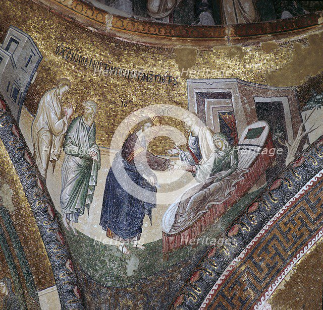 Byzantine mosaic of the rising of Peter's wife's mother, 14th century. Artist: Unknown