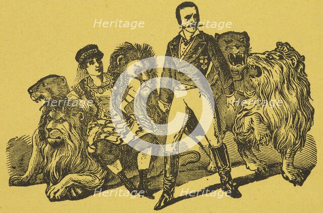 Colonel Boone and Miss Carlotta, American Lion Tamers, 1884.  Creator: Unknown.