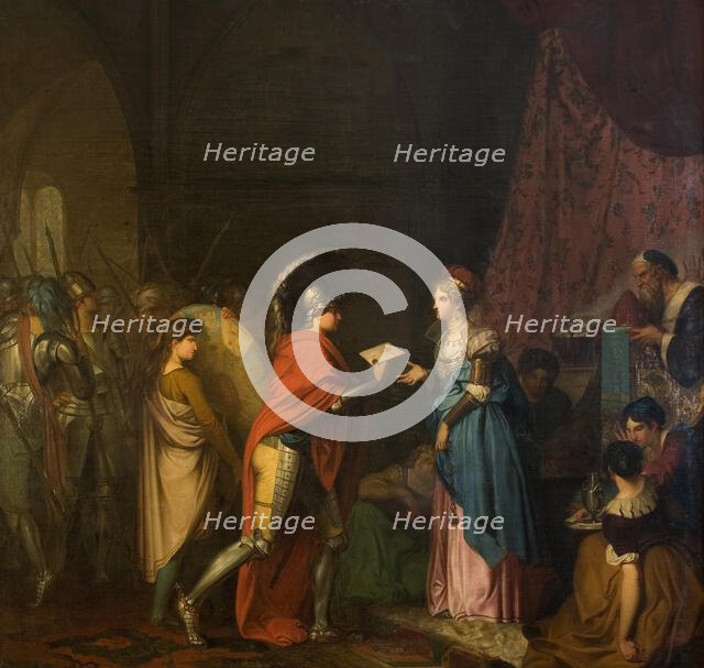 Hamlet Delivering a Letter Written by Himself to the Queen of Scotland, 1776. Creator: Nicolai Abraham Abildgaard.