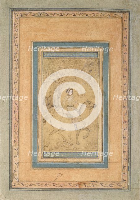 Horseman in a Landscape, Mid of 17th cen.. Artist: Iranian master  