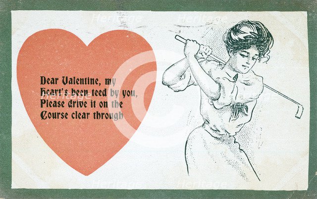 Valentine card with a golfing theme, c1910s-c1920s. Artist: Unknown