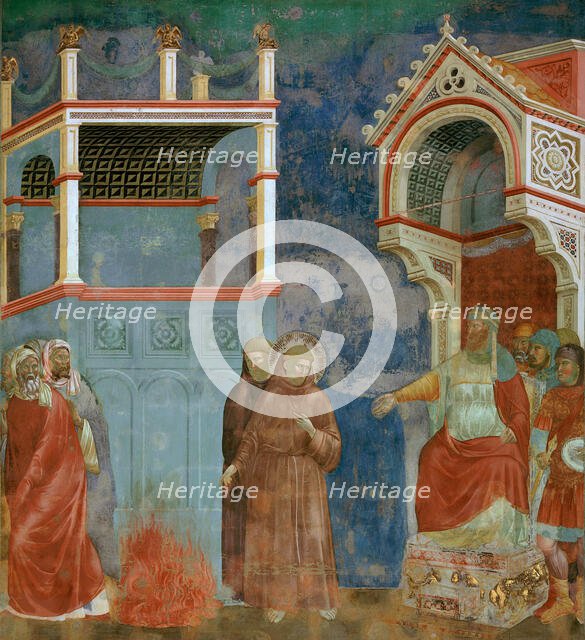 Saint Francis before the Sultan (Trial by Fire) (from Legend of Saint Francis), 1295-1300. Creator: Giotto di Bondone (1266-1377).