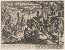 Plate 33: Dutch and Roman Flotillas on the Rhine, from The War of the Romans Against the B..., 1611. Creator: Antonio Tempesta.