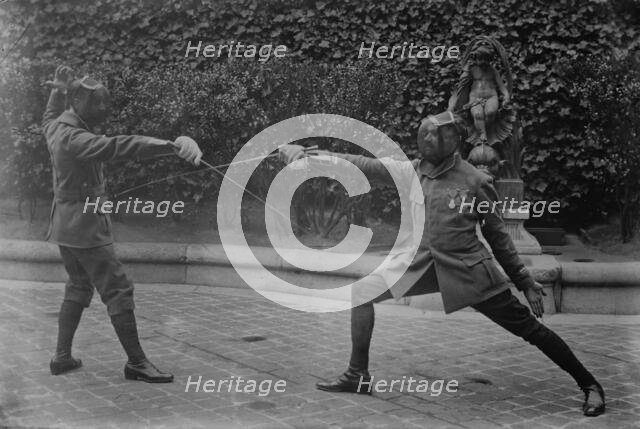 Blind fencing in Phare de France, between c1915 and c1920. Creator: Bain News Service.