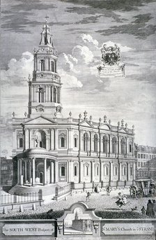 Church of St Mary le Strand, Westminster, London, 1732. Artist: James Cole