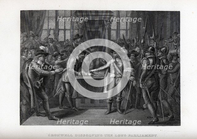 Cromwell dissolving the Long Parliament, 1882. Artist: Anonymous  