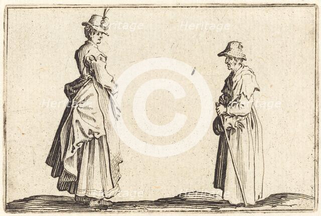 Two Women in Profile, c. 1622. Creator: Jacques Callot.