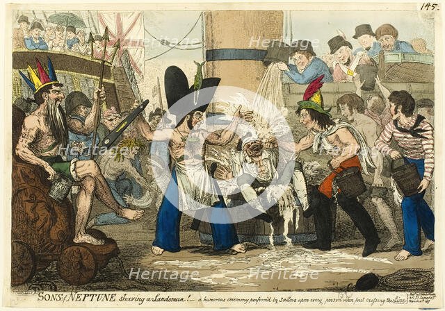 Sons of Neptune Shaving a Landsman!, published March 4, 1817. Creator: Isaac Robert Cruikshank.