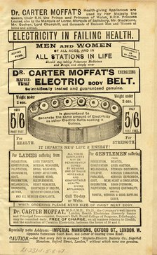 Dr Carter Moffat Electric Body Belt, 1910s. Artist: Unknown