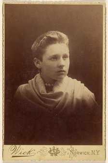 Portrait of a woman with extremely short hair, about 1890. Creator: G Wick.