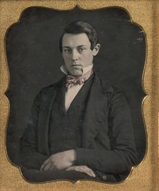 Young Man with Up-turned Collar and Bow Tie, 1850s. Creator: Unknown.