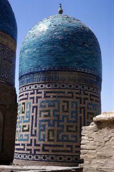 Domes of Mausoleum, Shah-i-Zinda Complex, Samarkand, 14th-15th century, (c20th century). Artists: CM Dixon, Unknown.