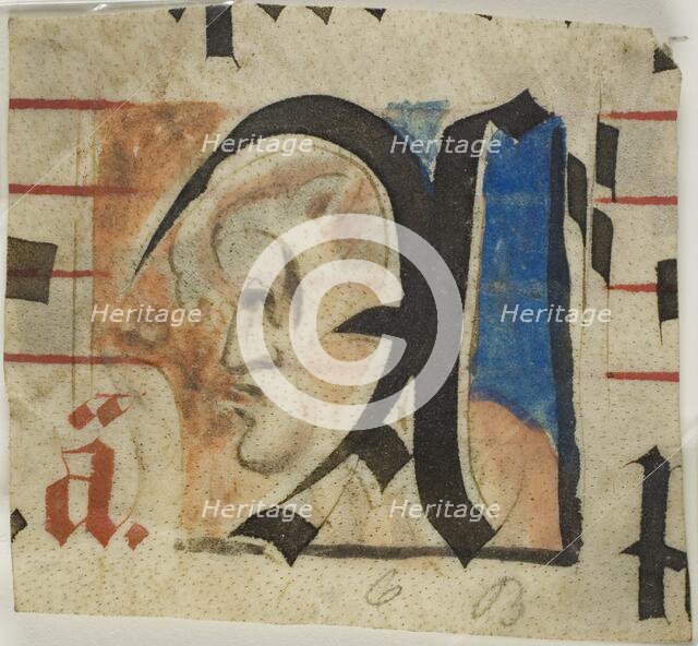 Decorated Initial with Grotesque in Profile from a Choir Book, early 15th century. Creator: Unknown.
