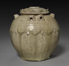 Covered Jar with Carved Lotus Petals, 386-581. Creator: Unknown.
