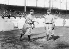 Bob Fisher & George Cutshaw, Brooklyn NL, at the Polo Grounds, NY (baseball), 1912. Creator: Bain News Service.