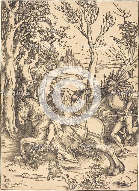The Knight on Horseback and the Lansquenet, c. 1496/1497. Creator: Albrecht Durer.