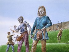 Iron Age tribesmen, c5th century BC, (c1990-2010). Artist: Paul Birkbeck.