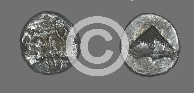 Coin Depicting Two Calves Heads, 550-440 BCE. Creator: Unknown.