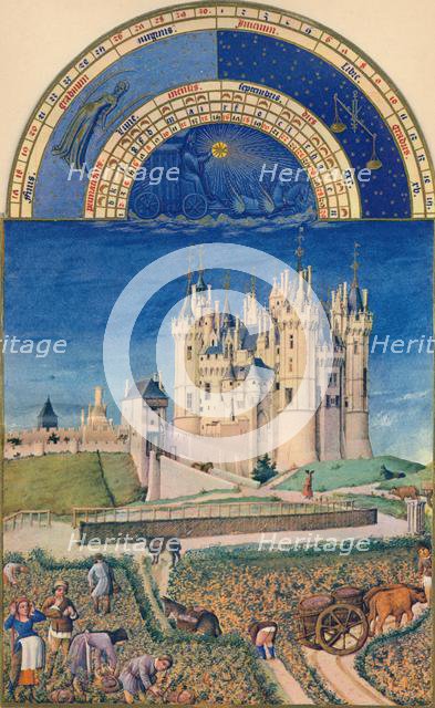 September - the Château de Saumur, 15th century, (1939). Creators: Paul Limbourg, Jean Colombe.