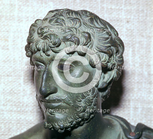Roman bronze bust of a Roman man with inlaid eyes, 2nd century. Artist: Unknown