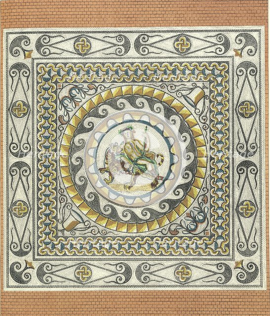 Mosaic floor with Bacchus on a tiger, Roman, from London, (1st century?). Artist: Unknown