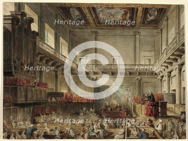 Study for Royal Chapel, Whitehall, in Micocosm of London, 1807-10. Creator: Augustus Charles Pugin.