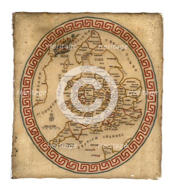 Map Sampler, England, c. 1800. Creator: Unknown.