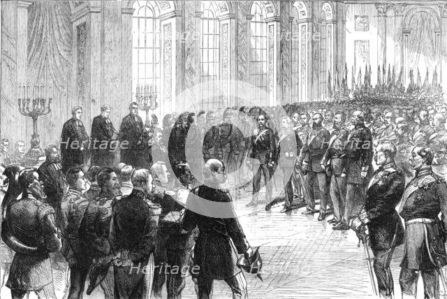 Proclaiming the German Emperor: religious service - Galerie des Glaces, Palace of Versailles, 1871. Creator: C. R..
