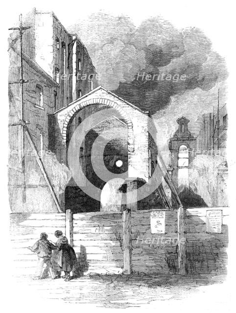 The Great Fire in Southwark: parts of Cotton's Wharf and Haye's Warehouse, 1861. Creator: Unknown.