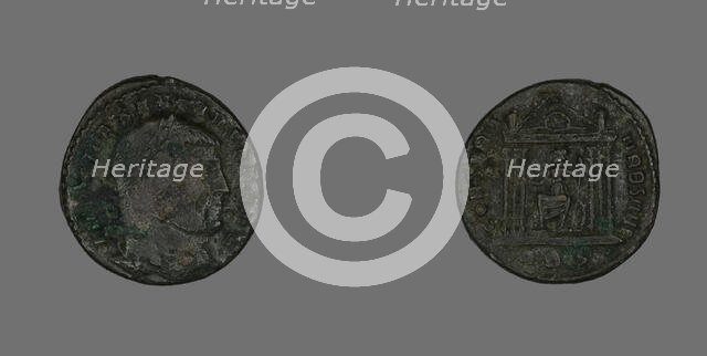 Follis (Coin) Portraying Emperor Maxentius, 309-312. Creator: Unknown.