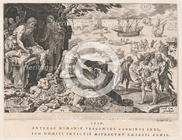 The Imperial Troops Bringing Civilization to the Indians, from The Victories of Emperor Ch..., 1555. Creator: Dirck Volkertsen Coornhert.