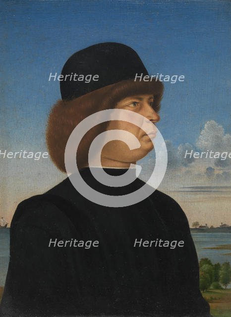 Portrait of Alvise Contarini(?); (verso) A Tethered Roebuck, ca. 1485-95. Creator: Jacometto Veneziano.