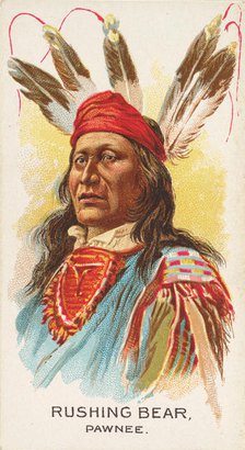 Rushing Bear, Pawnee, from the American Indian Chiefs series (N2) for Allen & Ginter Cigar..., 1888. Creator: Allen & Ginter.