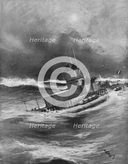 'Un sous-marin en croisiere par gros temps', 1916. Creator: Henri Rudaux.