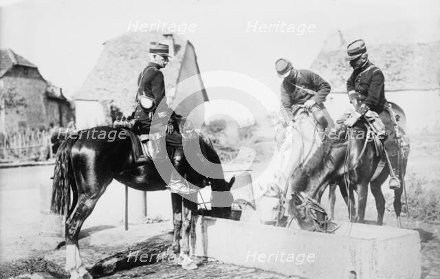 French Officers watering horses, between c1914 and c1915. Creator: Bain News Service.