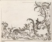 Design for the Decoration of the Lower Right Corner of a Ceiling, Plate 3 f..., Printed ca. 1750-56. Creator: Carl Pier.