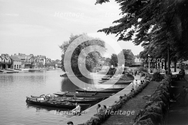 People enjoying a day beside the River Thames at Windsor, Berkshire, c1945-c1965. Artist: SW Rawlings