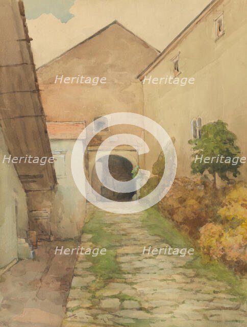 Yard with cobbled path, 1923-1928. Creator: Ludovit Cordak.